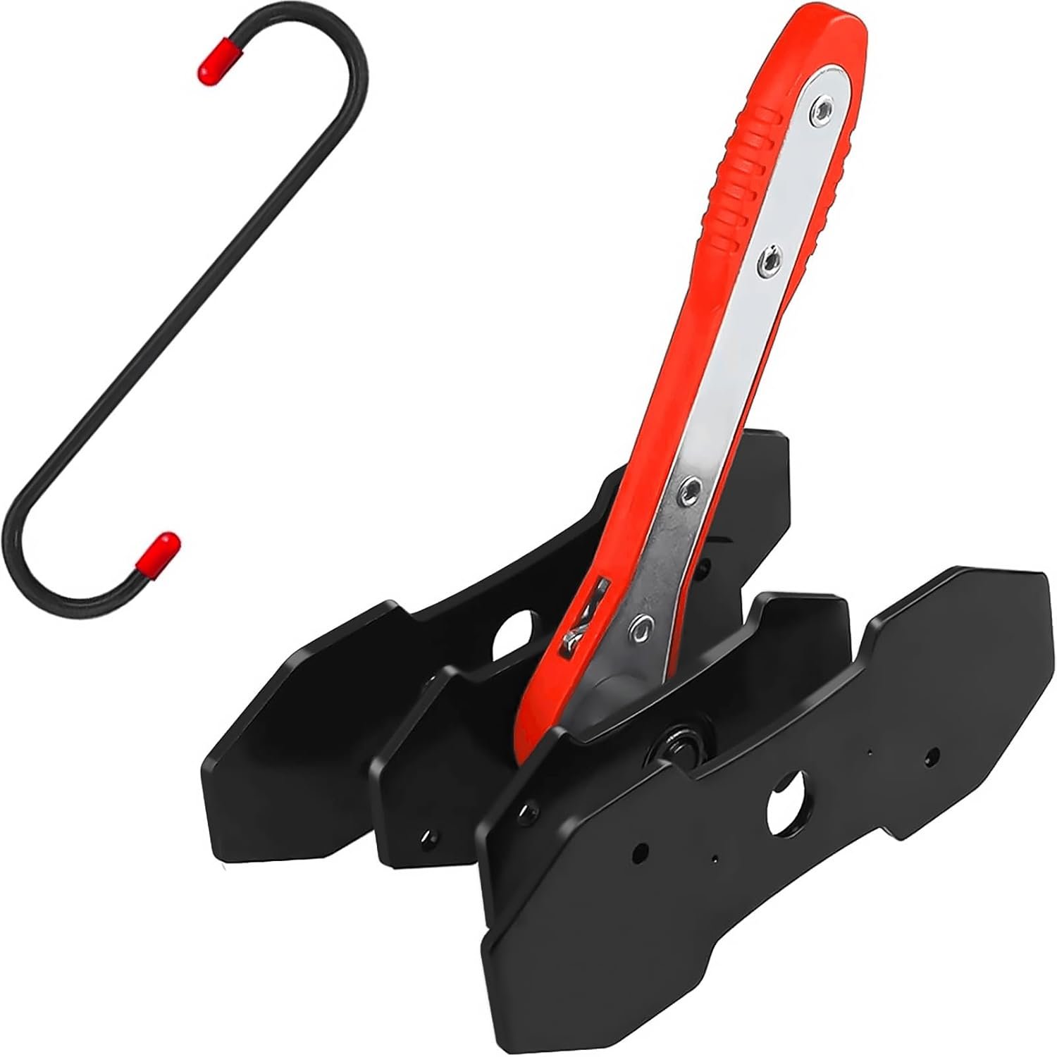 Brake Caliper Compression Tool – 360° Swing Ratchet Piston Compressor with Steel Plates & Hooks for Brake Pad Service