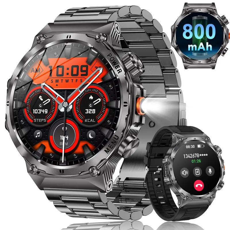 Built for Tough Days. Powered to Last. Men’s Military Smartwatch with AMOLED Display & 800mAh Battery