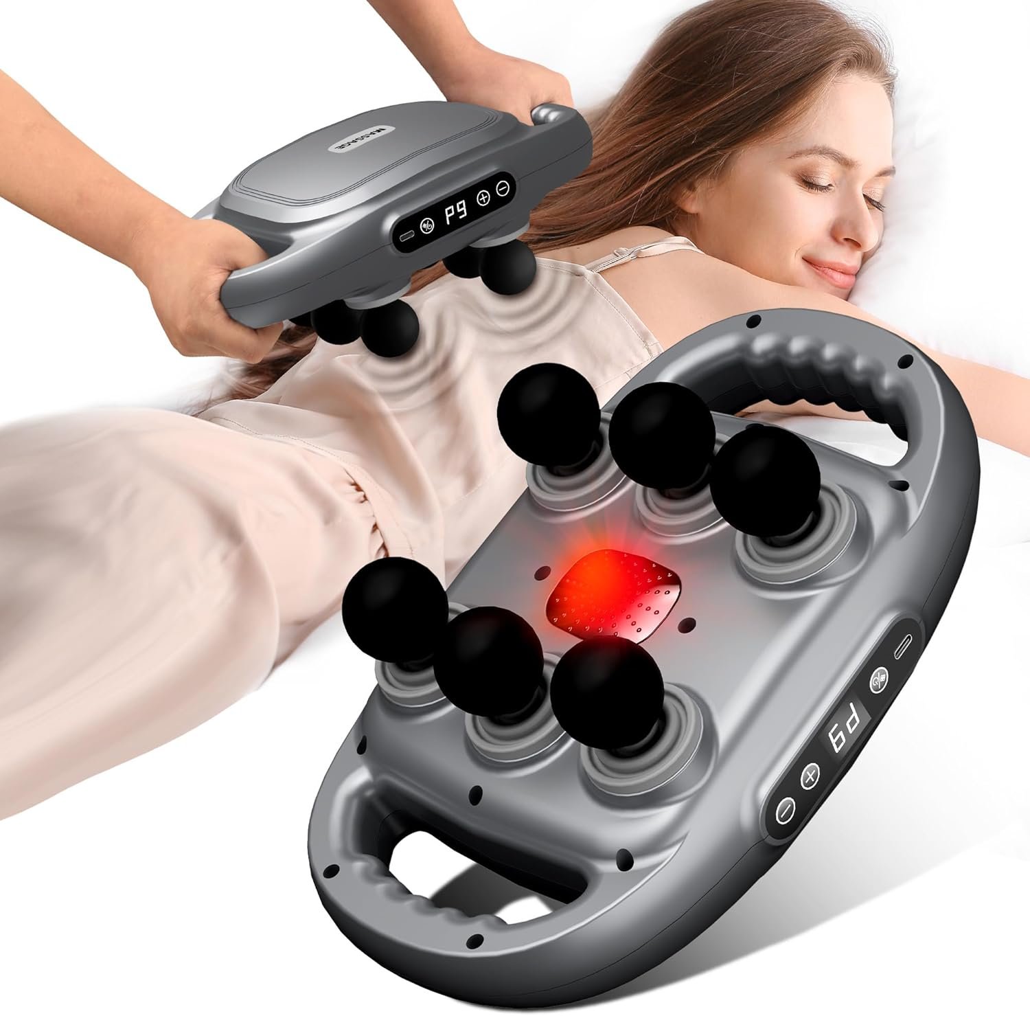 Deep Tissue Massage Gun – Percussion Muscle Massager with 6 Heads, 9 Levels & 9 Modes for Full Body Pain Relief