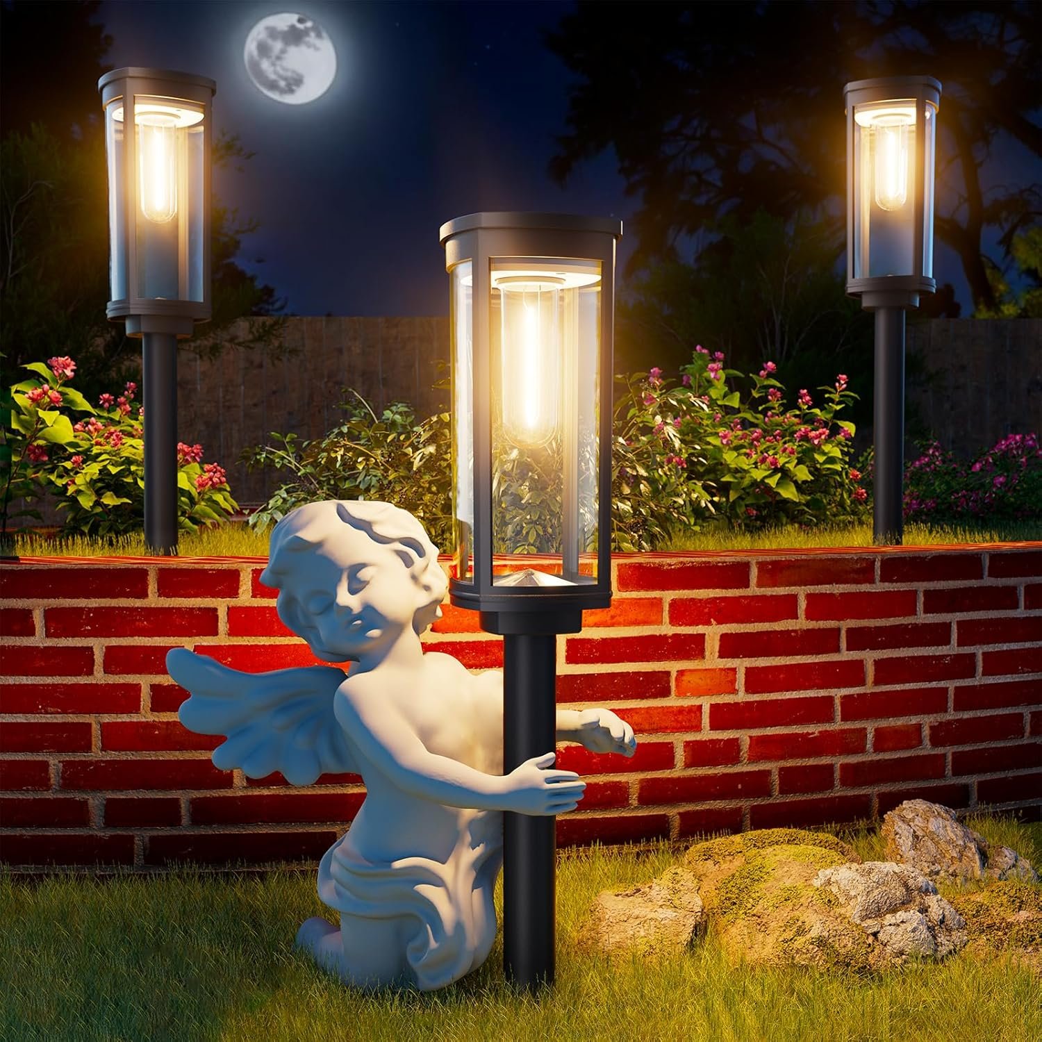 Solar Pathway Lights Outdoor – IP65 Waterproof Solar Garden Lights with Auto On/Off for Yard, Walkway & Driveway, Warm White, 6 Pack