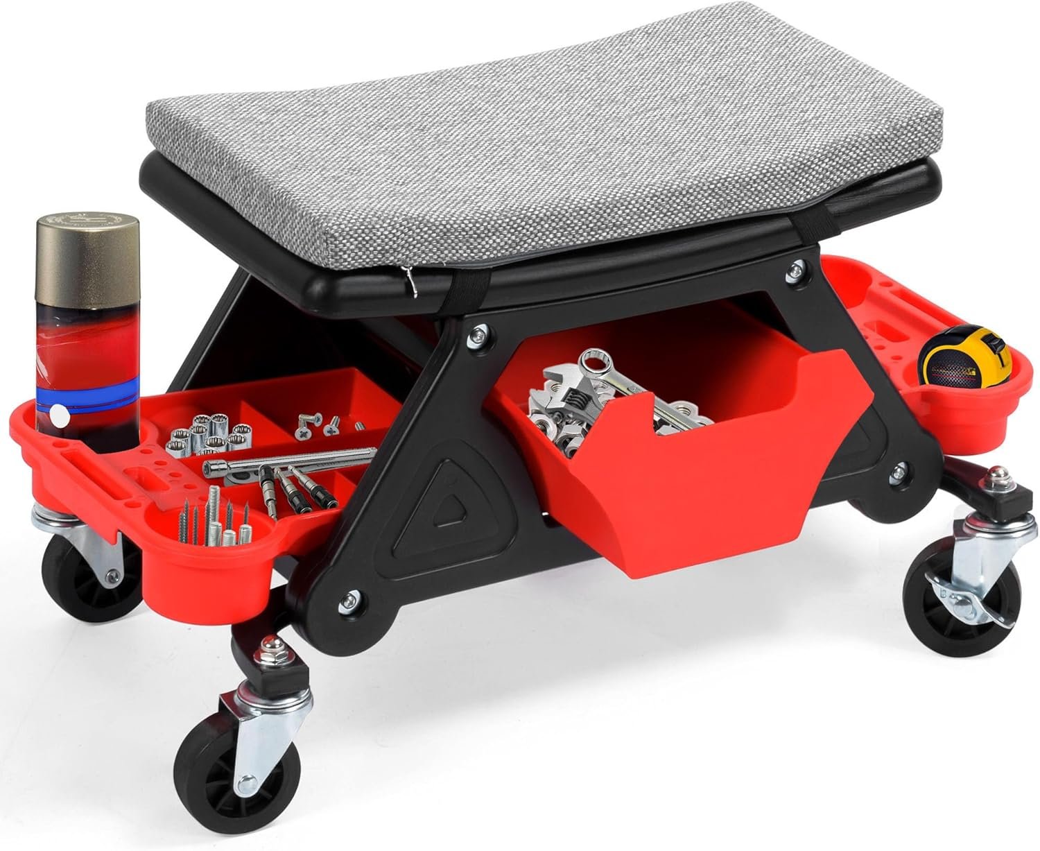 Mechanic Stool with Wheels – 330 LBS Heavy-Duty Rolling Mechanics Seat for Automotive & Auto Repair