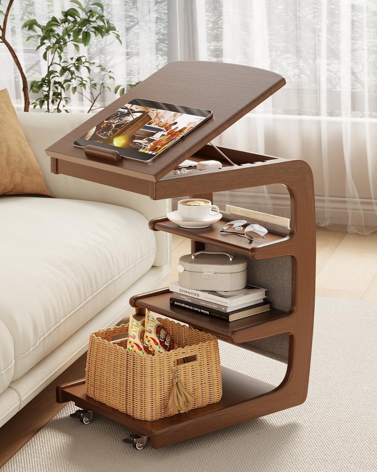 Slide It In. Roll It Anywhere. A Smart C-Shaped Side Table Made for Everyday Living