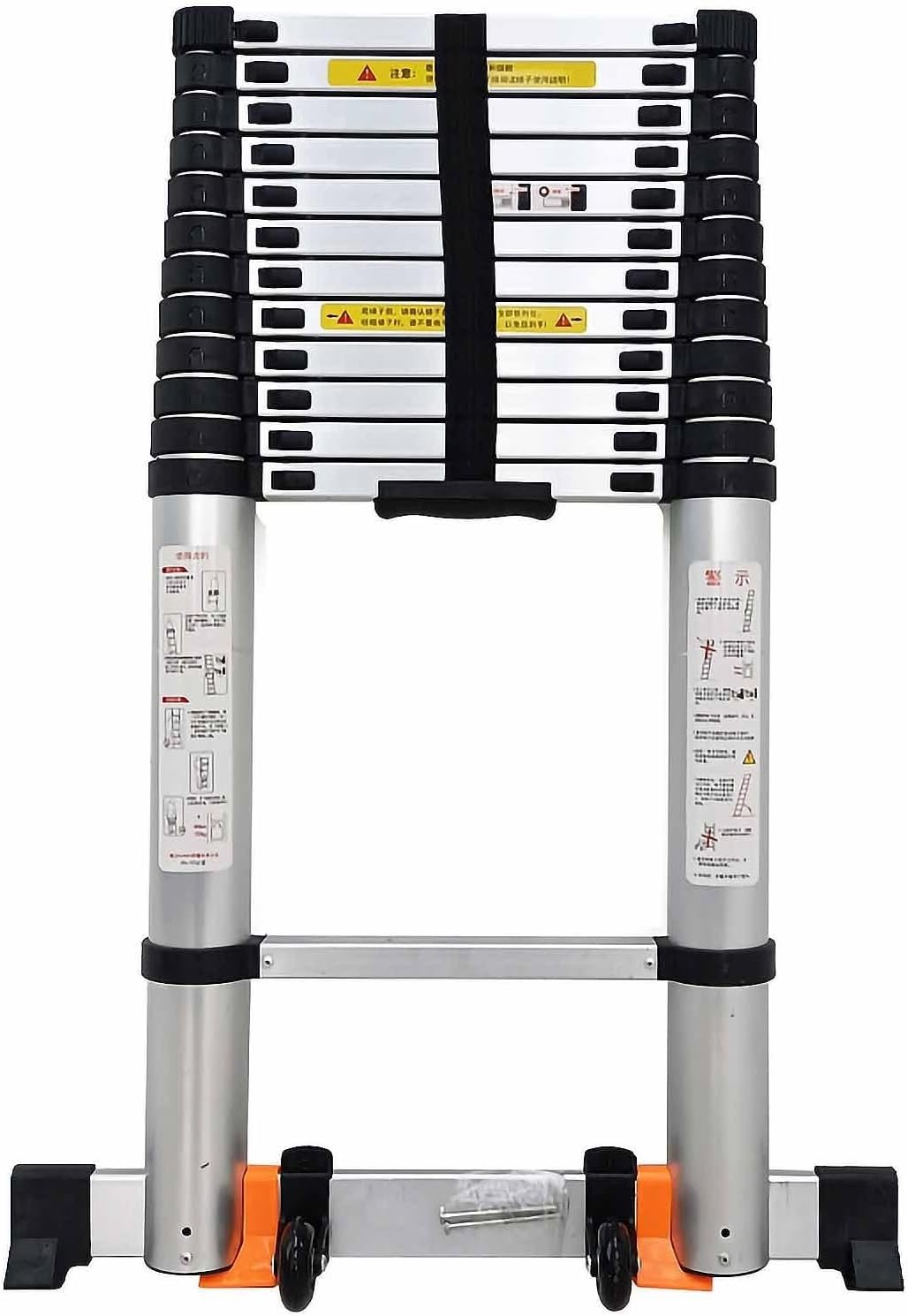 Ladder Telescoping Extension Ladder,Telescoping Ladder Extension Ladder with Stabilizer Bar and Wheels,4.6m/5m/5./5.8m/6.2m Aluminium Loft Multipurpose Telescopic Ladders,for Outdoor in