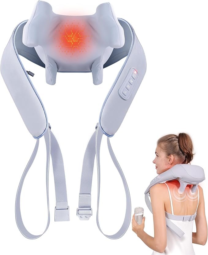 Electric Shiatsu Back and Neck Massager, Cordless Shoulder Massager with Heat, Deep Tissue 3D Kneading
