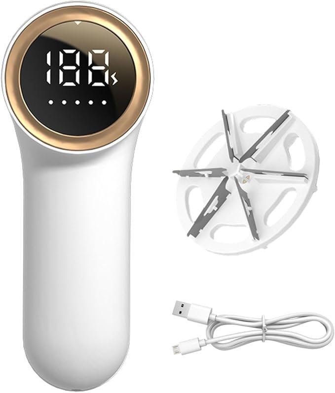 Fabric Shaver Lint Remover, Rechargeable Clothes Shaver with Digital Display, Beehive Hairball Trimmer, Type-C Charging, Portable for Sweaters & Coats