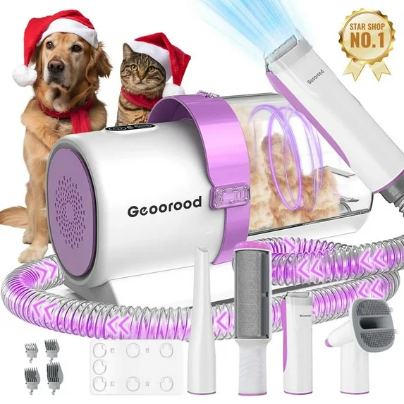 Geoorood Dog Grooming Vacuum, 13000Pa Dog Vacuum Brush for Shedding Grooming, Pet Grooming Vacuum, Dog Hair Vacuum Groomer, 2.5L Large Dog Grooming Kit , Pet Products